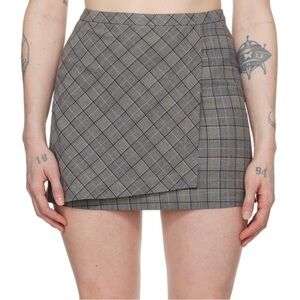 GANNI NWT grey check plaid miniskirt. Size 38/M